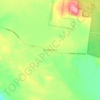 Mapa topográfico Mount Richmond, altitud, relieve