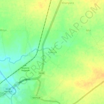 Mapa topográfico Aranya, altitud, relieve
