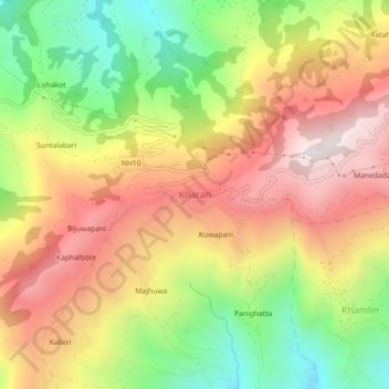 Mapa topográfico Kharan, altitud, relieve