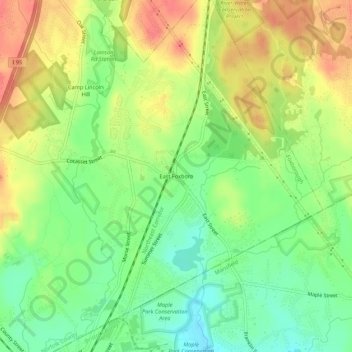 Mapa topográfico East Foxboro, altitud, relieve