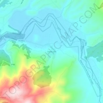 Mapa topográfico Cerrocupo, altitud, relieve