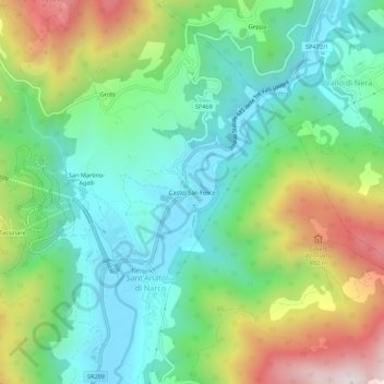 Mapa topográfico Castel San Felice, altitud, relieve