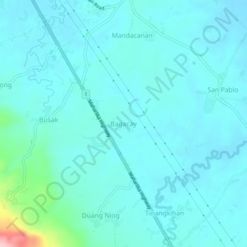 Mapa topográfico Bagacay, altitud, relieve