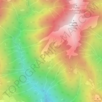 Mapa topográfico Margarone, altitud, relieve