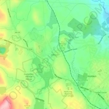 Mapa topográfico Jefferson, altitud, relieve