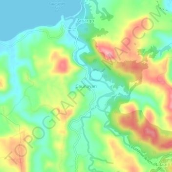 Mapa topográfico Caunayan, altitud, relieve