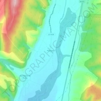 Mapa topográfico Pesquera, altitud, relieve