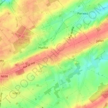 Mapa topográfico Matagne, altitud, relieve