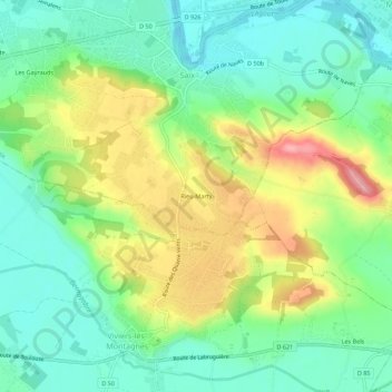 Mapa topográfico Rieu-Marty, altitud, relieve