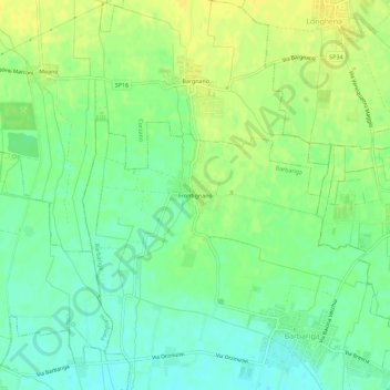 Mapa topográfico Frontignano, altitud, relieve