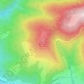 Mapa topográfico Roc du Nouret, altitud, relieve