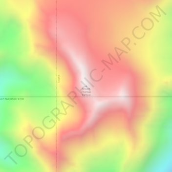 Mapa topográfico Mount Thomas, altitud, relieve