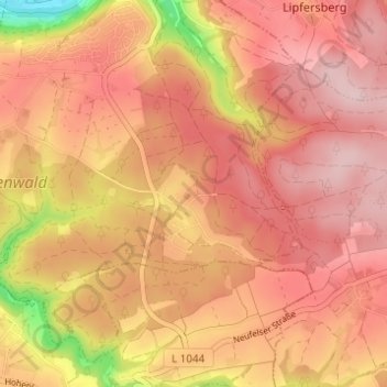 Mapa topográfico Waldzimmern, altitud, relieve