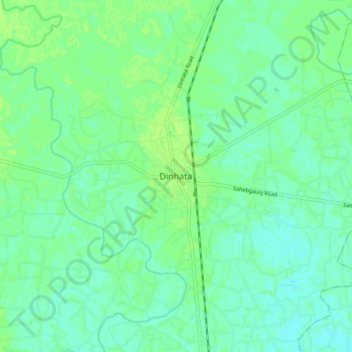 Mapa topográfico Dinhata, altitud, relieve