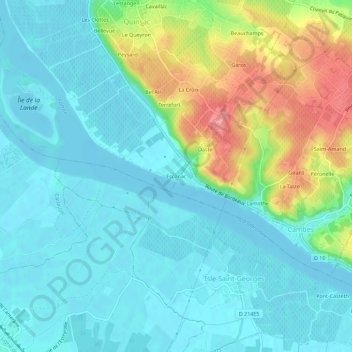 Mapa topográfico Esconac, altitud, relieve
