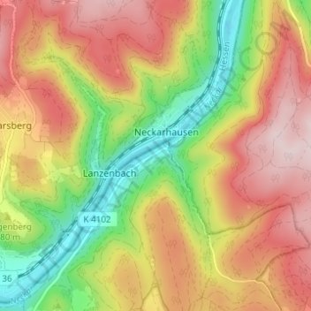 Mapa topográfico Neckarhäuserhof, altitud, relieve