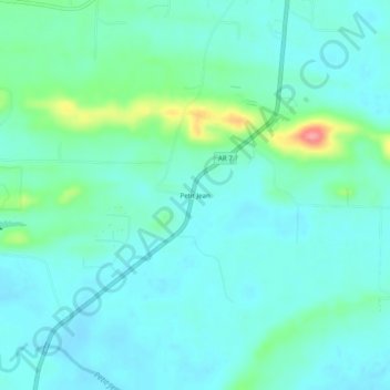 Mapa topográfico Petit Jean, altitud, relieve