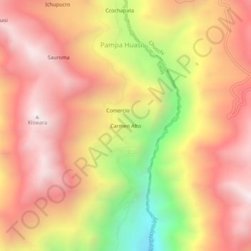 Mapa topográfico Carmen Alto, altitud, relieve