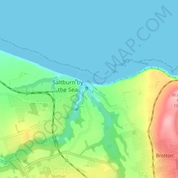 Mapa topográfico Old Saltburn, altitud, relieve
