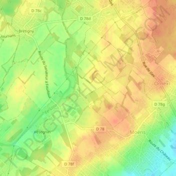 Mapa topográfico Les Tates, altitud, relieve