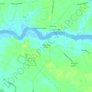 Mapa topográfico Upper Ferry Acres, altitud, relieve