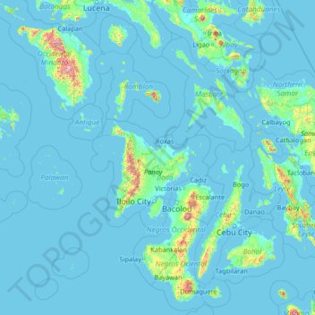 Mapa topográfico Capiz, altitud, relieve