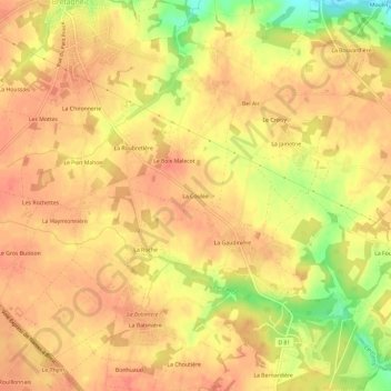 Mapa topográfico La Coulée, altitud, relieve