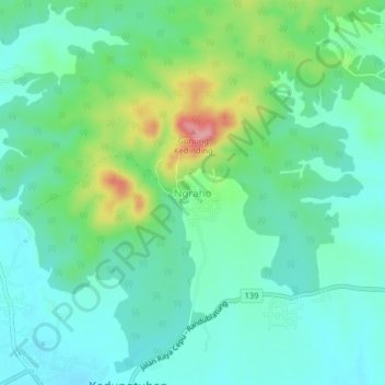 Mapa topográfico Ngraho, altitud, relieve