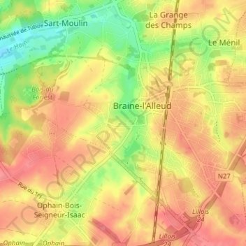 Mapa topográfico La Neuville, altitud, relieve
