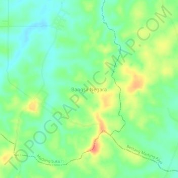Mapa topográfico Bangsa Negara, altitud, relieve