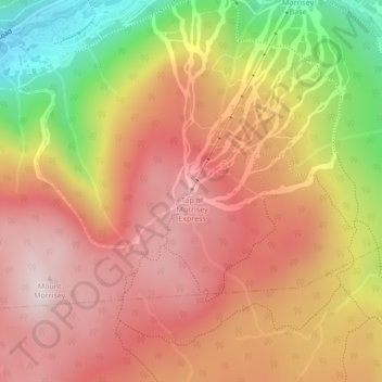 Mapa topográfico Mount Morrisey, altitud, relieve