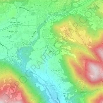 Mapa topográfico Novezio, altitud, relieve
