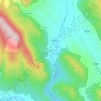 Mapa topográfico Caranca, altitud, relieve