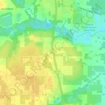 Mapa topográfico Torrey, altitud, relieve