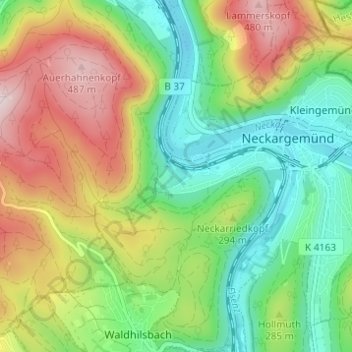 Mapa topográfico Kümmelbacher Hof, altitud, relieve