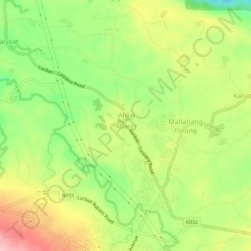 Mapa topográfico Abang, altitud, relieve