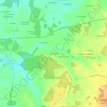 Mapa topográfico Les Dupins, altitud, relieve