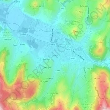 Mapa topográfico Parant, altitud, relieve
