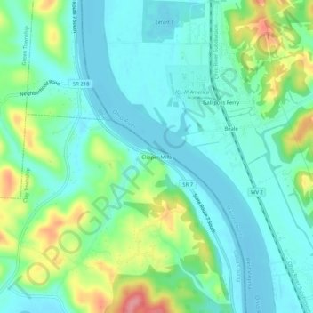 Mapa topográfico Clipper Mills, altitud, relieve
