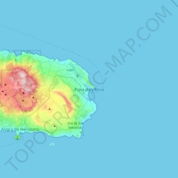 Mapa topográfico Praia da Vitória, altitud, relieve