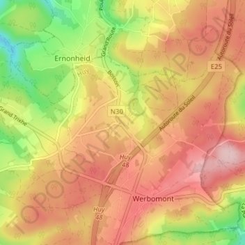 Mapa topográfico Bosson, altitud, relieve