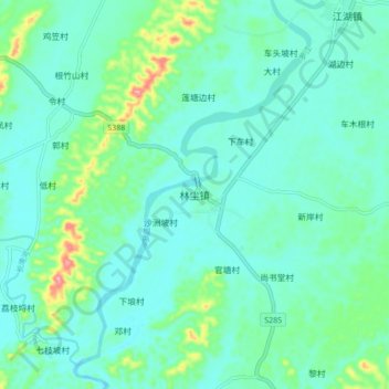 Mapa topográfico 林尘镇, altitud, relieve