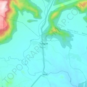 Mapa topográfico Tongpal, altitud, relieve