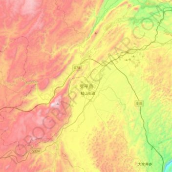 Mapa topográfico 罗平县, altitud, relieve
