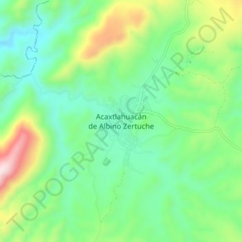 Mapa topográfico Acaxtlahuacán de Albino Zertuche, altitud, relieve