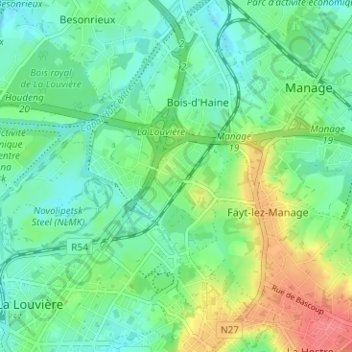 Mapa topográfico Les Prés Corbeaux, altitud, relieve