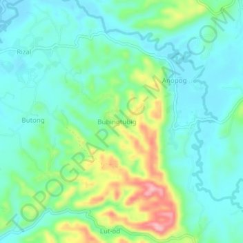 Mapa topográfico Buhingtubig, altitud, relieve