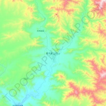 Mapa topográfico 青河县, altitud, relieve