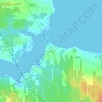 Mapa topográfico Cocagne, altitud, relieve