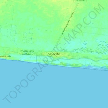 Mapa topográfico Sipacate, altitud, relieve